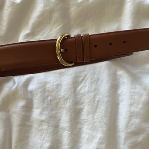 Coach Brown Leather Belt with Brass Buckle